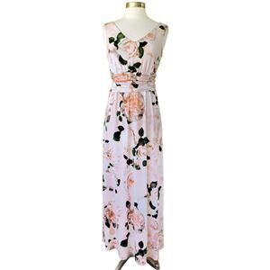 Calvin Klein Rosie Print Stretch Jersey Maxi Dress Size 4 V-neck Sleeveless